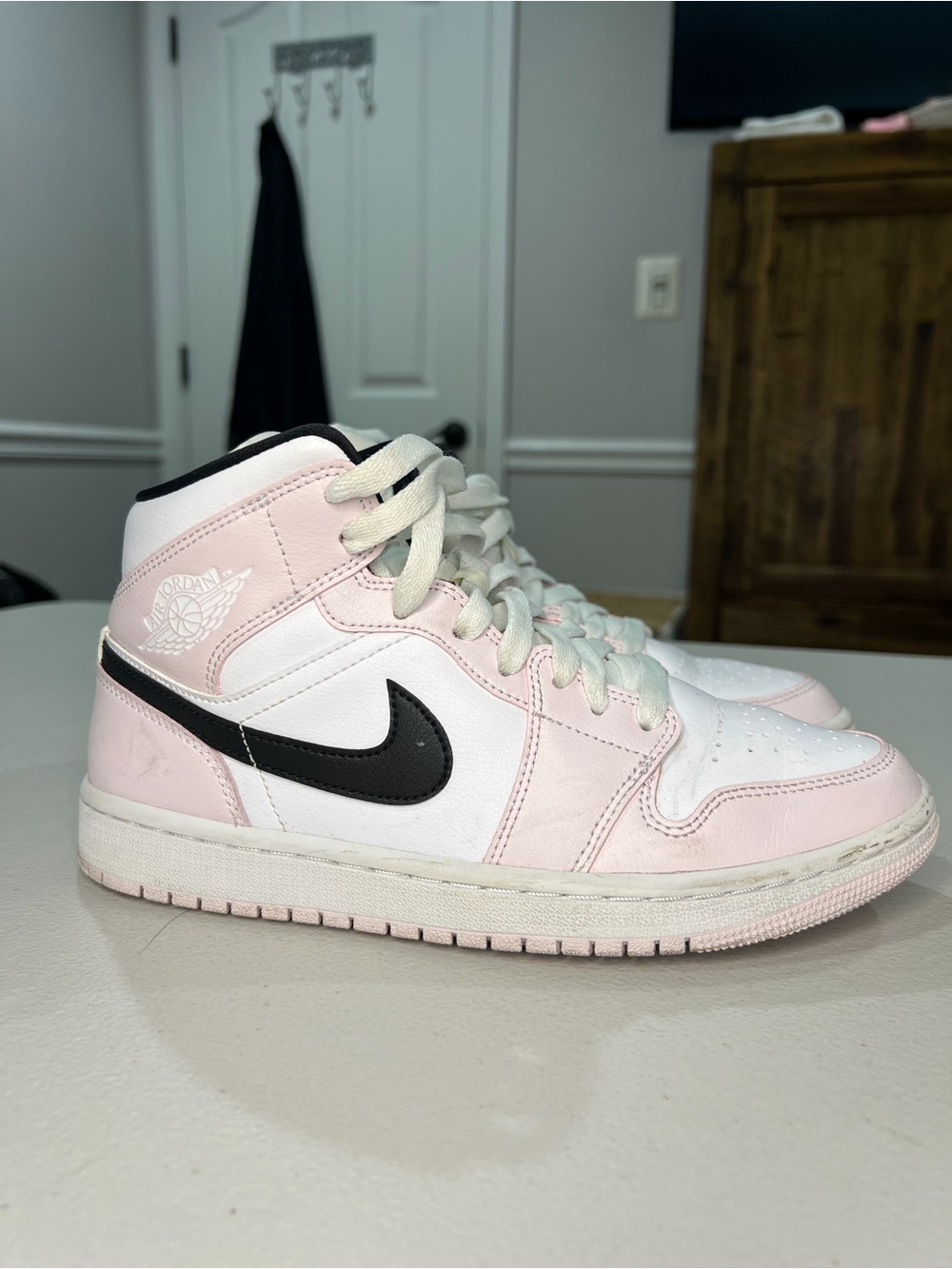Jordan Mid-Top Sneakers in Pink, White & Black for Women